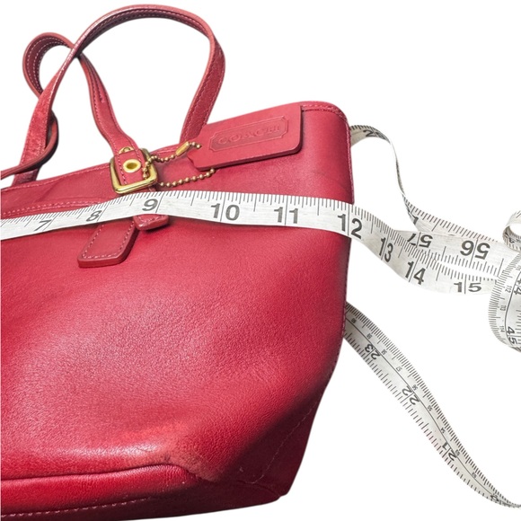 Vintage COACH 9846 Shoulder Bag Red Leather Small Legacy Hampton Tote 90s - Picture 15 of 16